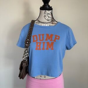 Garage ‘dump him’ blue y2k Britney Spears inpso baby tee